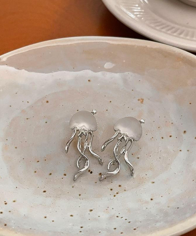 Boho Silk Copper Resin Jellyfish Stud Earrings
