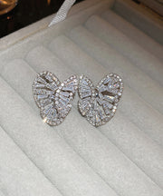 Boho Silk Copper Zircon Hollow Out Butterfly Stud Earrings