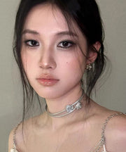 Boho Silk Stainless Steel Double-Layer Rose Choker