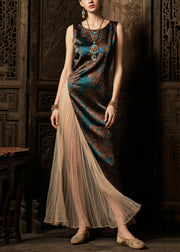 Boho Tea Green Asymmetrical Patchwork Tulle Silk Vacation Dresses Summer