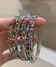 Boho White Alloy Zircon Layered Bangle Two-Piece Set