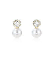 Boho White Alloy Zircon Pearl Stud Earrings
