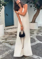 Boho White Backless Side Open Cotton Beach Dresses Summer