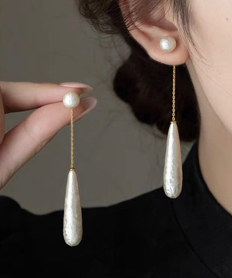 Boho White Copper Alloy Water Drop Pearl Drop Earrings