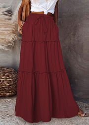 Boho White Ruffled Patchwork Elastic Waist Maxi Skirts Summer