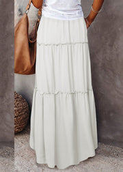 Boho White Ruffled Patchwork Elastic Waist Maxi Skirts Summer