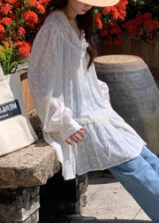 Boho White V Neck Ruffled Cotton Mini Dresses Fall