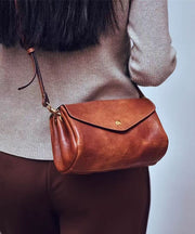 Botique Khaki Solid Durable Leather Cross-body Bag