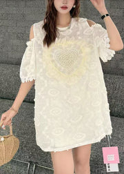 Boutique Apricot Cold Shoulder Love Nail Bead Tops Summer