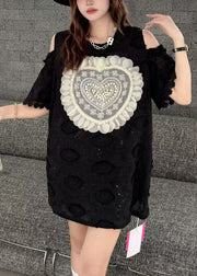 Boutique Apricot Cold Shoulder Love Nail Bead Tops Summer