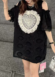 Boutique Apricot Cold Shoulder Love Nail Bead Tops Summer