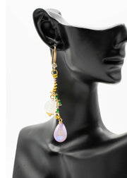 Boutique Asymmetrical Design Fine Jade Drop Earrings