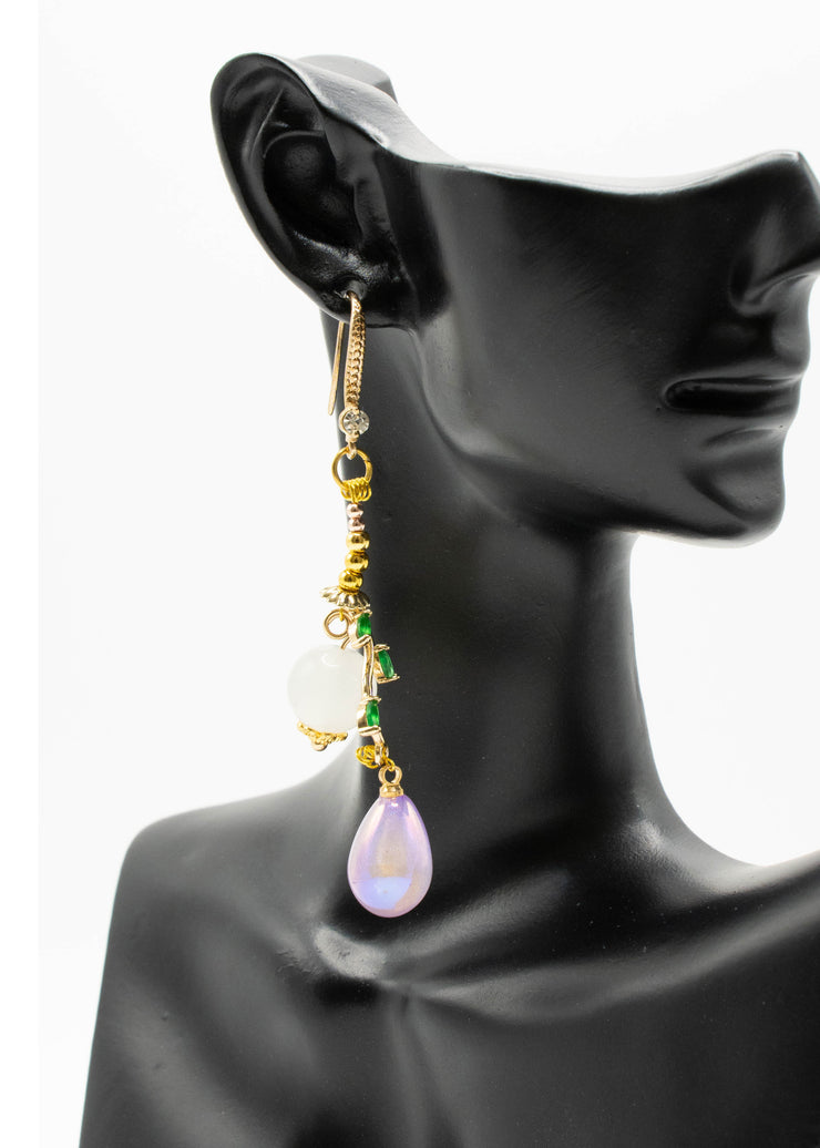 Boutique Asymmetrical Design Fine Jade Drop Earrings