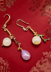 Boutique Asymmetrical Design Fine Jade Drop Earrings