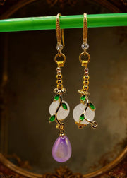Boutique Asymmetrical Design Fine Jade Drop Earrings