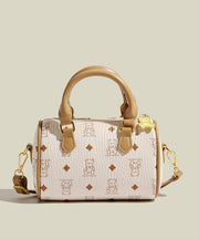 Boutique Bear Print Solid Durable Faux Leather Tote Handbag