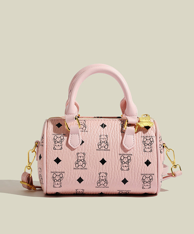 Boutique Bear Print Solid Durable Faux Leather Tote Handbag