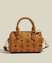 Boutique Bear Print Solid Durable Faux Leather Tote Handbag