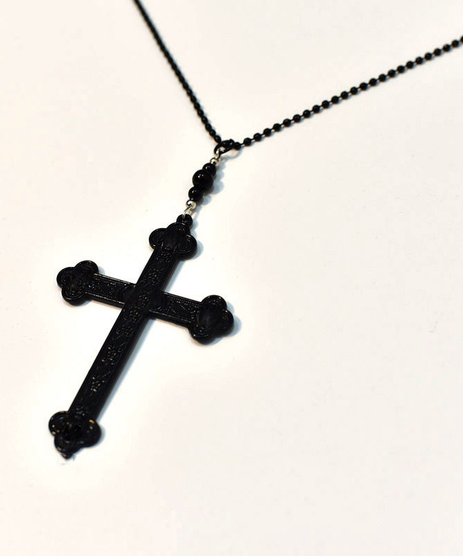 Boutique Black Alloy Beads Cross Pendant Necklace