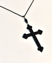 Boutique Black Alloy Beads Cross Pendant Necklace