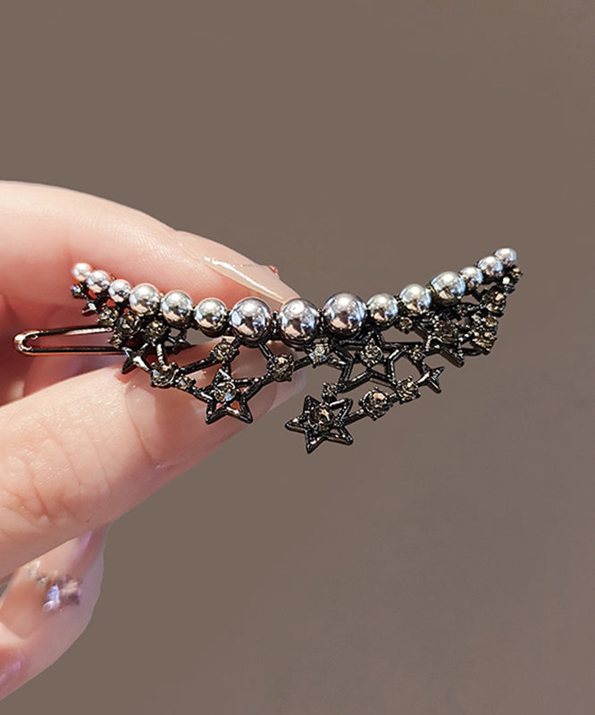 Boutique Black Alloy Pearl Hollow Out Star Hairpin