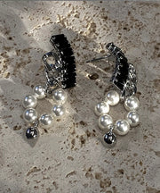 Boutique Black Copper Overgild Pearl Drop Earring