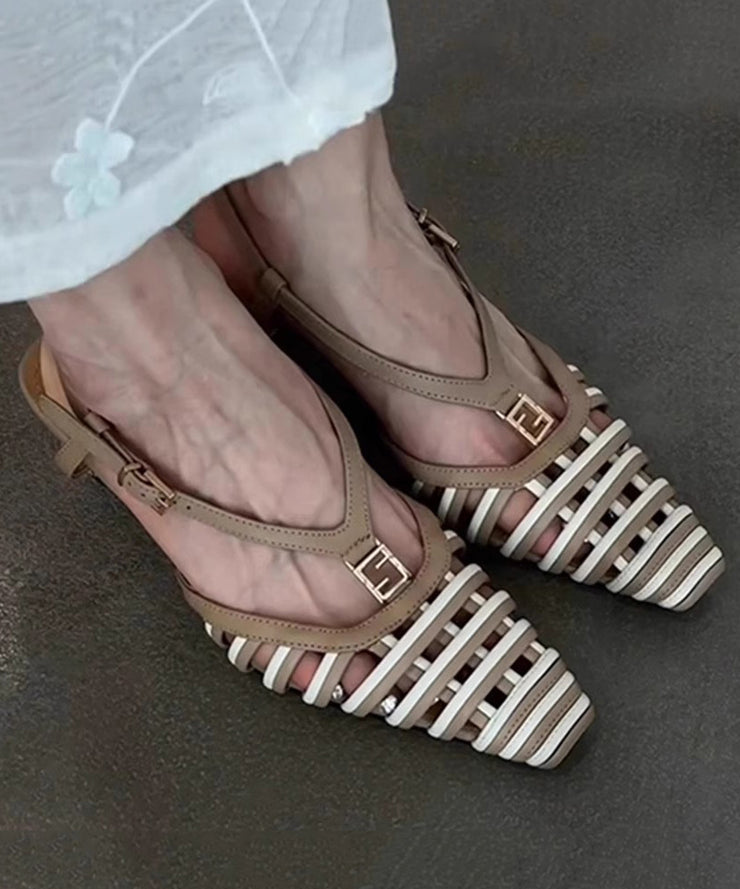 Boutique Black Hollow Out Splicing Kitten Sandals