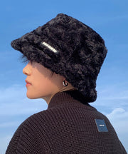 Boutique Black Men Warm Faux Fur Bucket Hat