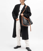 Boutique Black Patchwork Large Capacity Leather Men Messenger Bag
