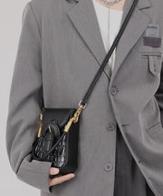 Boutique Black Solid Durable Faux Leather Phone Pouch