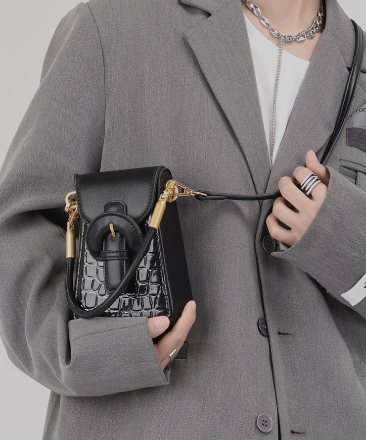 Boutique Black Solid Durable Faux Leather Phone Pouch
