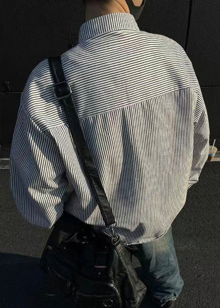 Boutique Black Striped Button Cotton Men&