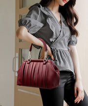 Boutique Black Wrinkled Durable Calf Leather Tote Bag