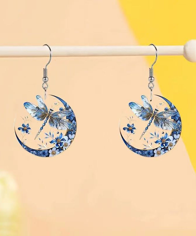 Boutique Blue Acrylic Dragonfly Drop Earrings