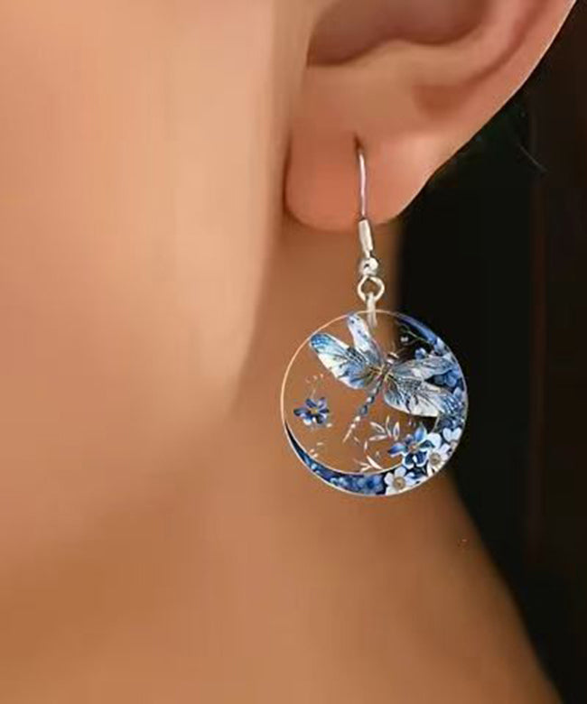 Boutique Blue Acrylic Dragonfly Drop Earrings