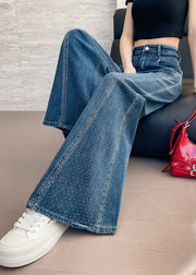 Boutique Blue High Waist Patchwork Denim Flare Bottoms Pants Fall