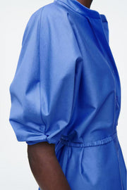 Boutique Blue Tie Waist Cotton Shirt Dresses Summer