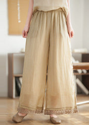 Boutique Brick Red Oversized Patchwork Linen Pants Summer