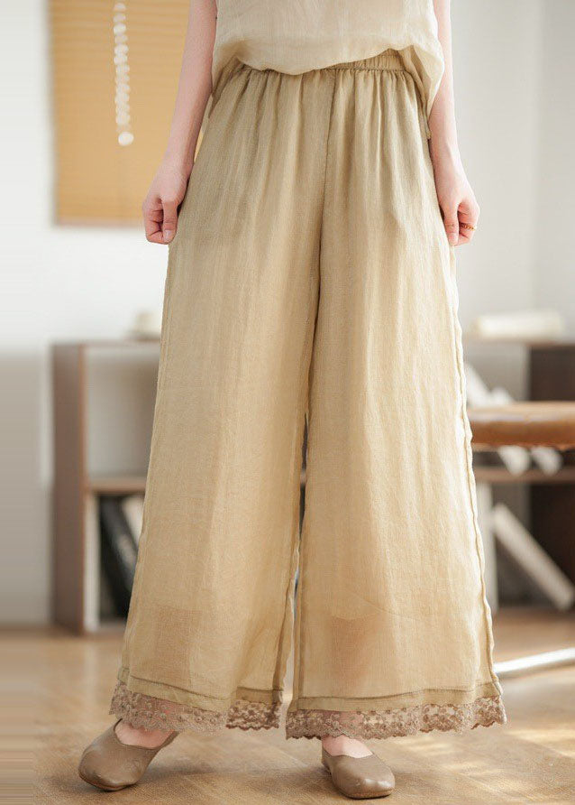 Boutique Brick Red Oversized Patchwork Linen Pants Summer