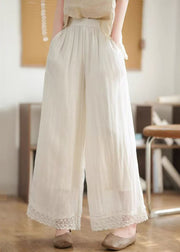 Boutique Brick Red Oversized Patchwork Linen Pants Summer