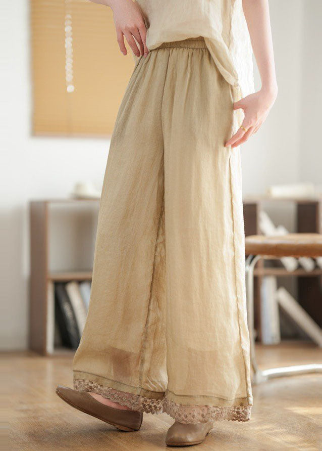 Boutique Brick Red Oversized Patchwork Linen Pants Summer
