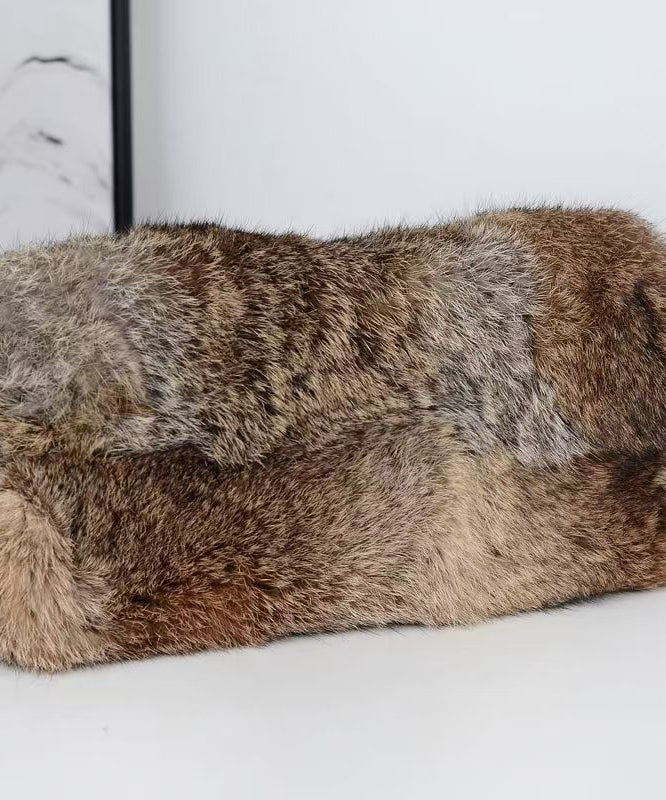 Boutique Brown Fuzzy Fur Fluffy Satchel Handbag