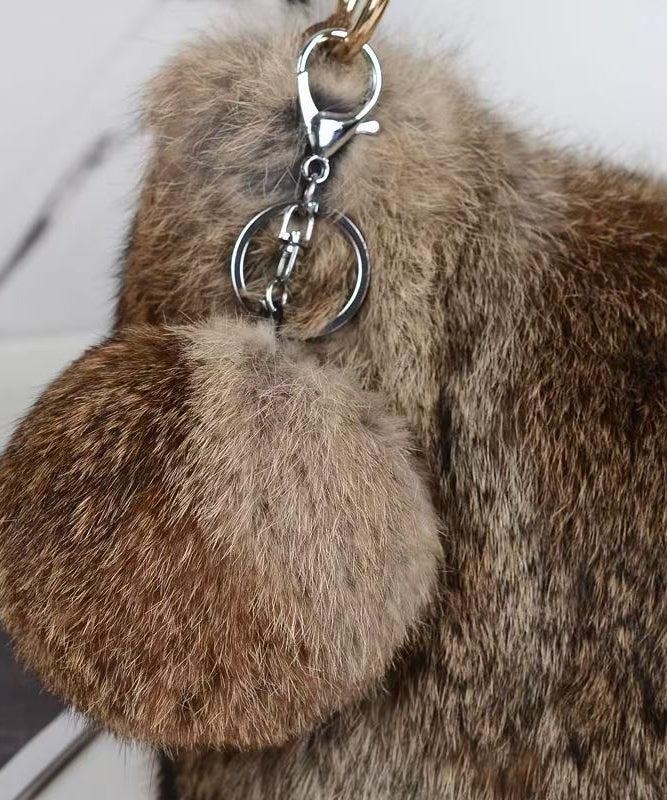 Boutique Brown Fuzzy Fur Fluffy Satchel Handbag