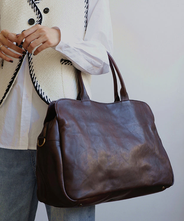 Boutique Brown Large Capacity Leather Weekender