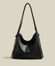 Boutique Brown Large Capacity Solid Durable Faux Leather Shoulder Bags