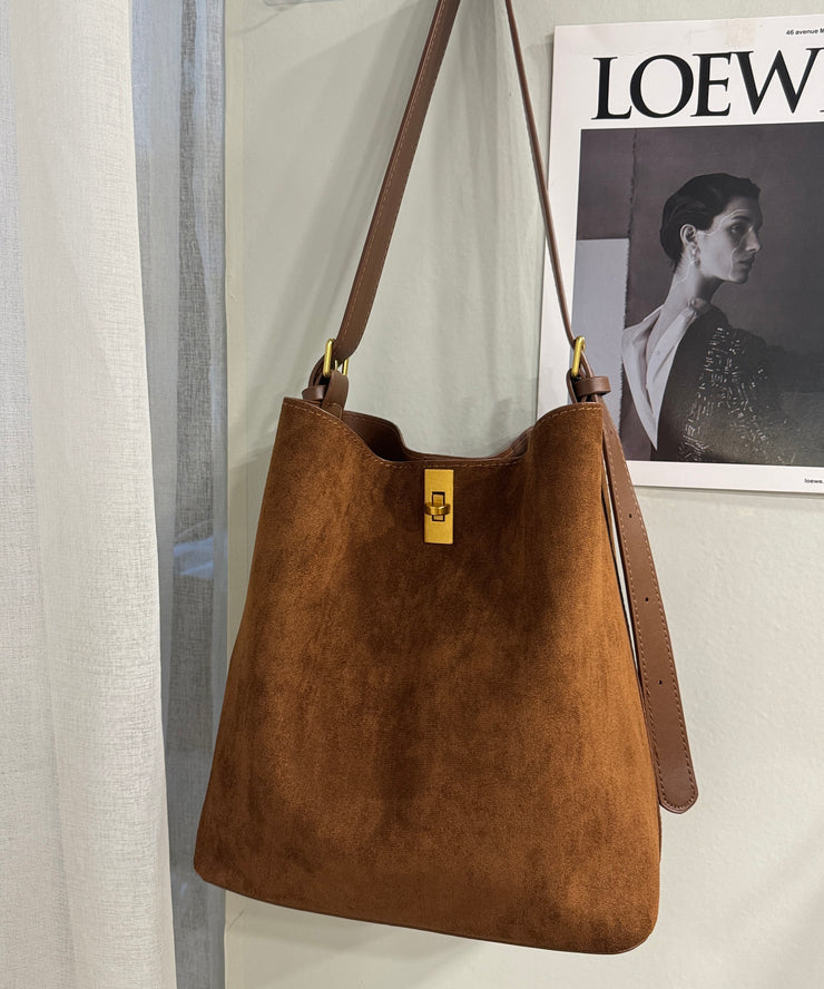 Boutique Brown Large Capacity Suede Bucket Bag
