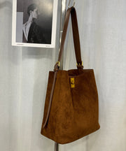 Boutique Brown Large Capacity Suede Bucket Bag