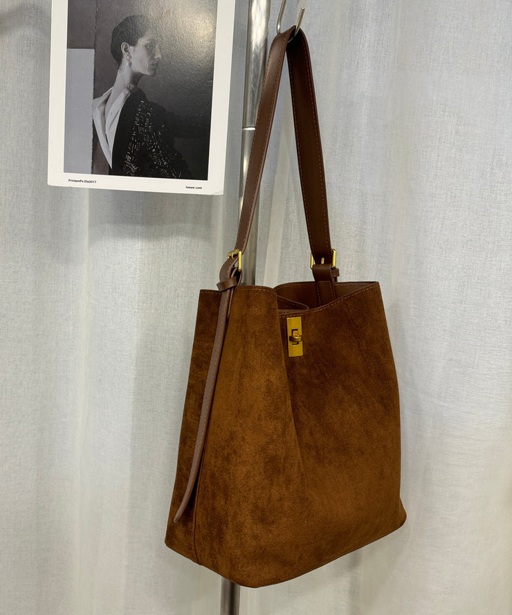 Boutique Brown Large Capacity Suede Bucket Bag