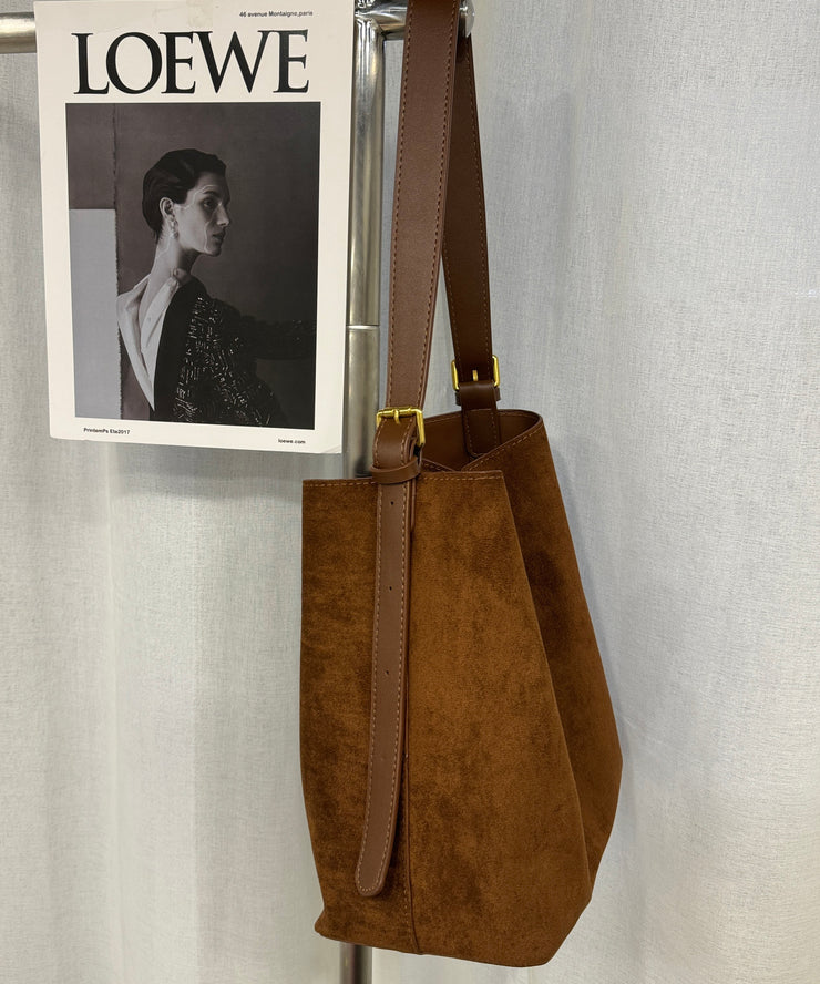Boutique Brown Large Capacity Suede Bucket Bag