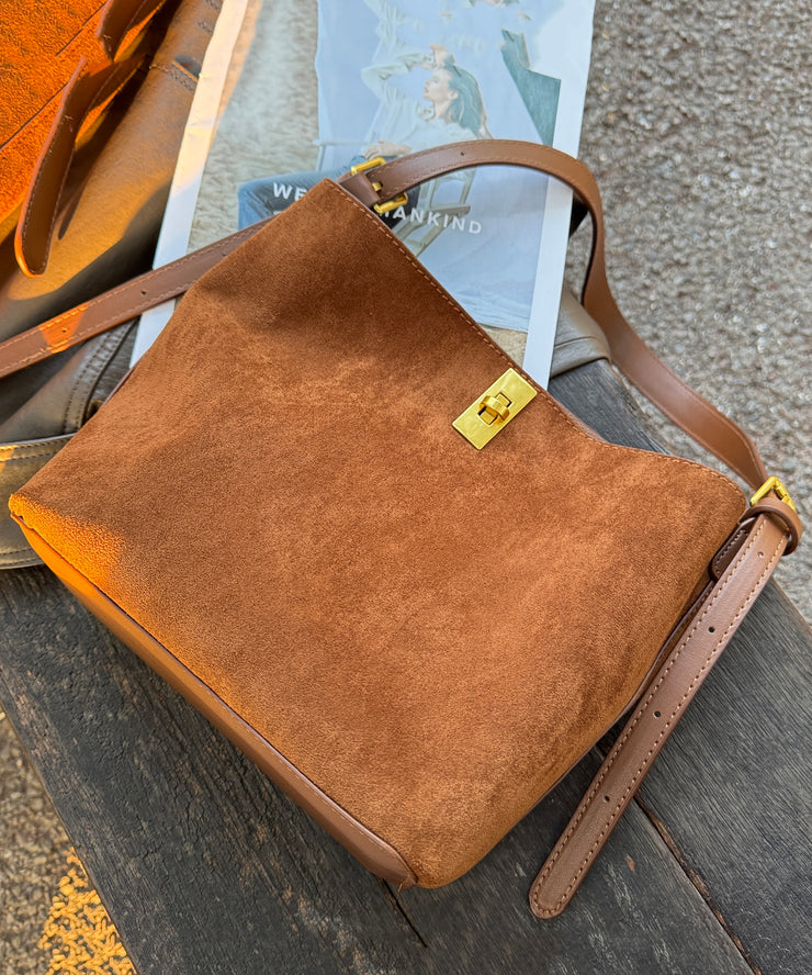 Boutique Brown Large Capacity Suede Bucket Bag